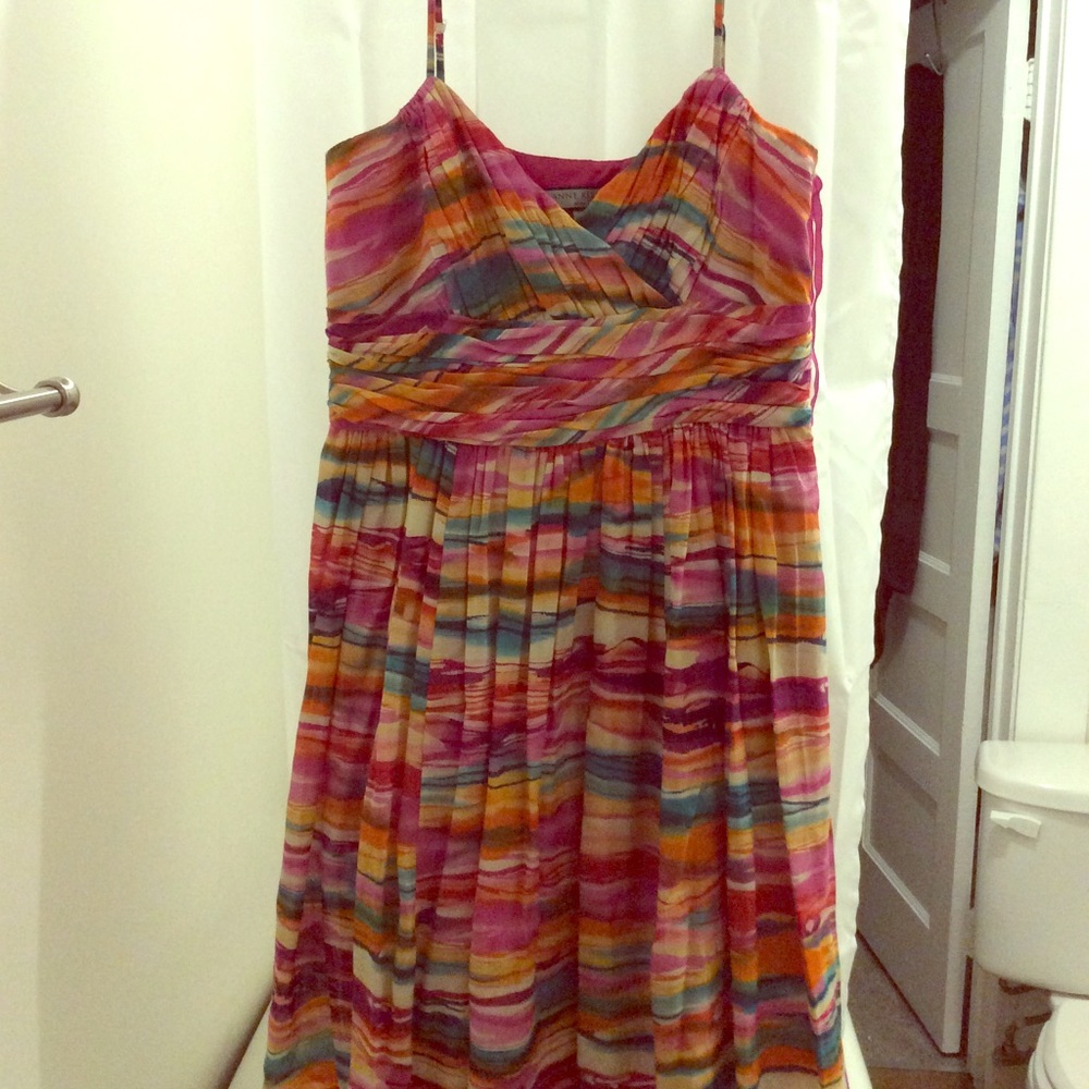 Ann Klein Spaghetti Strap Plus Sz Rainbow 🌈 👗 14